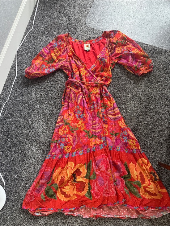 FARM Rio Dresses & Skirts - FarmRio Vibrant Floral Wrap Maxi Dress - Red